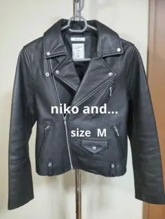 ダブルライダースジャケット Niko and… 牛革 M 黒 レディース