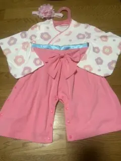 花柄着物スタイルロンパース 70cm