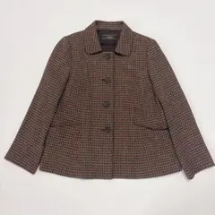 美品 17号 レリアン ツイードジャケット 日本製 大きいサイズ　黒　オレンジ