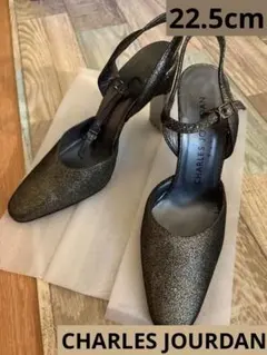 CHARLES JOURDAN グリッターゴールド ハイヒール