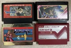 ファミコンソフト4本セット動作未確認ドラクエ３　ドラゴンスピリットなど