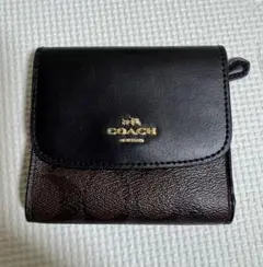 COACH 三つ折り財布 黒/茶
