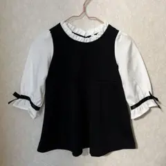 黒白　お袖フリル　ワンピース 80