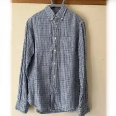 Gap 青と白のチェック柄 長袖シャツ S ボタンダウン