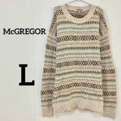 【McGREGOR 総柄ニットセーター 長袖 ベージュ L】のサムネイル
