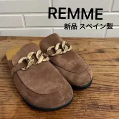新品 スペイン製 REMME レメ コンフォートベルクロサンダル レザー 靴