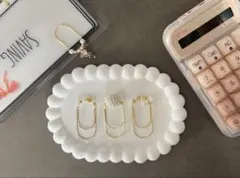 クロシェあみ パール リボン ペーパークリップ ゴールド バインダー貯金