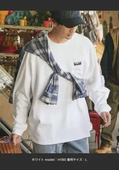 THE CRAFT CREW PRODUCTS ラグランスリーブロングTシャツ白のサムネイル