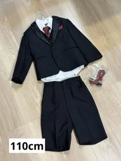 110cm 卒園式 入学式 男の子 スーツ フォーマル セレモニー 黒 赤