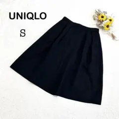 【UNIQLO ユニクロ】ハイウエストクレープタックスコート ブラック 黒 S