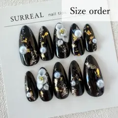 ネイルチップ 【サイズオーダー/517】 成人式 振袖 ニュアンス 和装　花