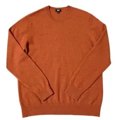 ユニクロ　カシミヤ100% クルーネックセーター　オレンジ　XL