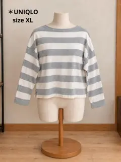 ＊♡71 테두리 무늬 긴소매 컷소우 보트 넥 여성