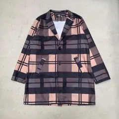 オーバーサイズ チェック ロングコート モード 韓国ファッション ユニセックス