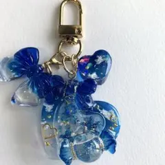 ハートのシャカシャカキーホルダー 青空