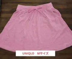 UNIQLO Mサイズ ピンク フレアスカート ウエストゴム 紐付き