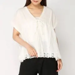 サマンサモスモス裾レースはおりブラウス トップス シャツ・ブラウス