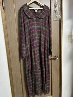 ヴィンテージ　 Bryn Connelly チェック柄ロングワンピース Lサイズ