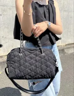 soleile ソレイル 撥水ショルダー　チェーンバッグ　ボストンバッグ