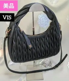 美品】VIS ビス 2WAY ねじりハンドルキルティングバッグ ブラック Y2K