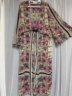 花柄五分袖チュニック