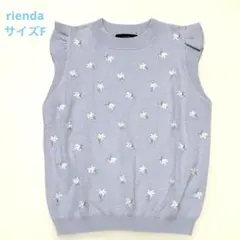rienda リエンダ ニット ノースリーブ　小花柄 水色 刺繍のサムネイル