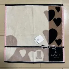 LANVIN ハート柄 タオルハンカチ 約25cm