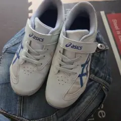 ASICS スニーカー ホワイト/ブルー ベルクロ