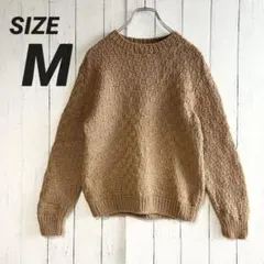 手編み風 ケーブル編み ニット セーター 古着 レトロ ヴィンテージ調 ベージュ