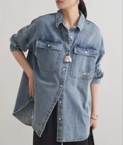 LOUNGEDRESSダメージデニムシャツSサイズのサムネイル