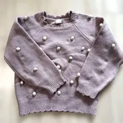 ポンポン付きラベンダーセーター　プティマイン