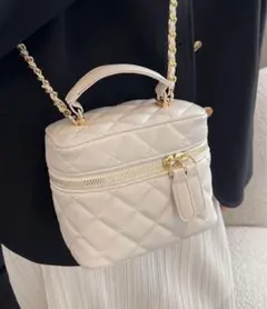 レディース 2WAYキルティングボックスバッグ+ショルダーチェーン 2点セット