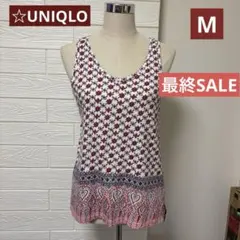 UNIQLO ノースリーブチュニック　花柄 エスニック　ユニクロ　Mのサムネイル