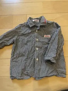 お値下げ！miki HOUSE 長袖シャツ90センチブラック・ホワイトチェック