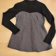 タートルネック 長袖チュニック 黒とグレー