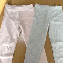 H&M 10分丈レギンス　ピンク＆ライトグレー　130
