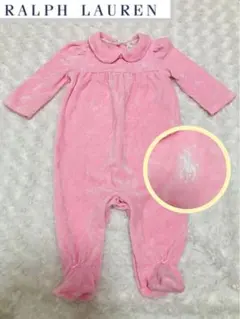 ☆Ralph Laurenラルフローレン☆ベロア　ロゴ刺繍　ロンパース　70cm
