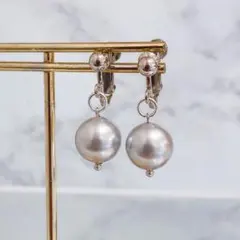 6199★高品質オーロラシルバー　人気イヤリング★艶貝真珠パール★シェル★貝