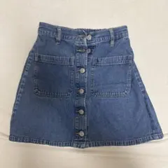 デニムミニスカート ボタン付き ダークブルー
