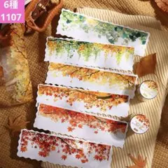 ラスト2❣️秋の跡が訪れるシリーズ PETマスキングテープコラージュ素材シール6種