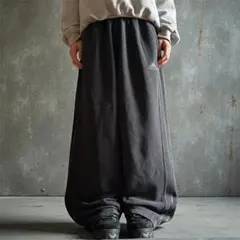 00s adidas バギースウェットパンツ ワイドレグ ブラック ストレート