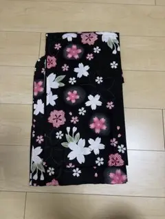 花柄 浴衣単品 黒地 ピンク白