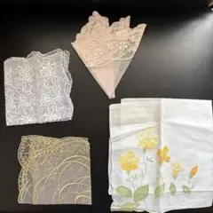レースと刺繍のハンカチセット