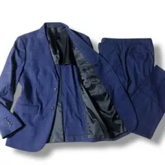 美品 GU ジーユー セットアップ ビジネススーツ ネイビーブルー チェック