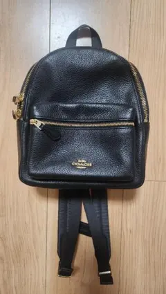 COACH ブラック レザー リュック レディース