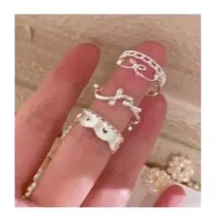 リング 11点セット 星 ばら パール レース 韓国風 ガーリー Y2K