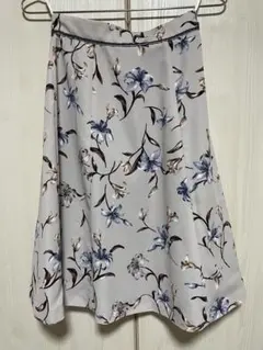 プロポーションボディードレッシング　花柄 グレジュー 膝丈フレアスカート