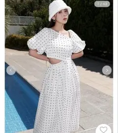 SNIDEL ドット柄 マキシロングワンピース