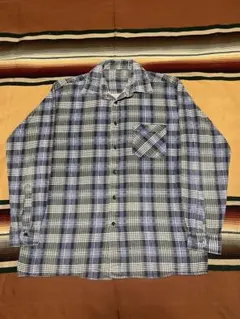 70s unknown プリントネルシャツ ボックス フェード 好配色 チェック