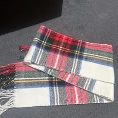チェック柄フリンジマフラー